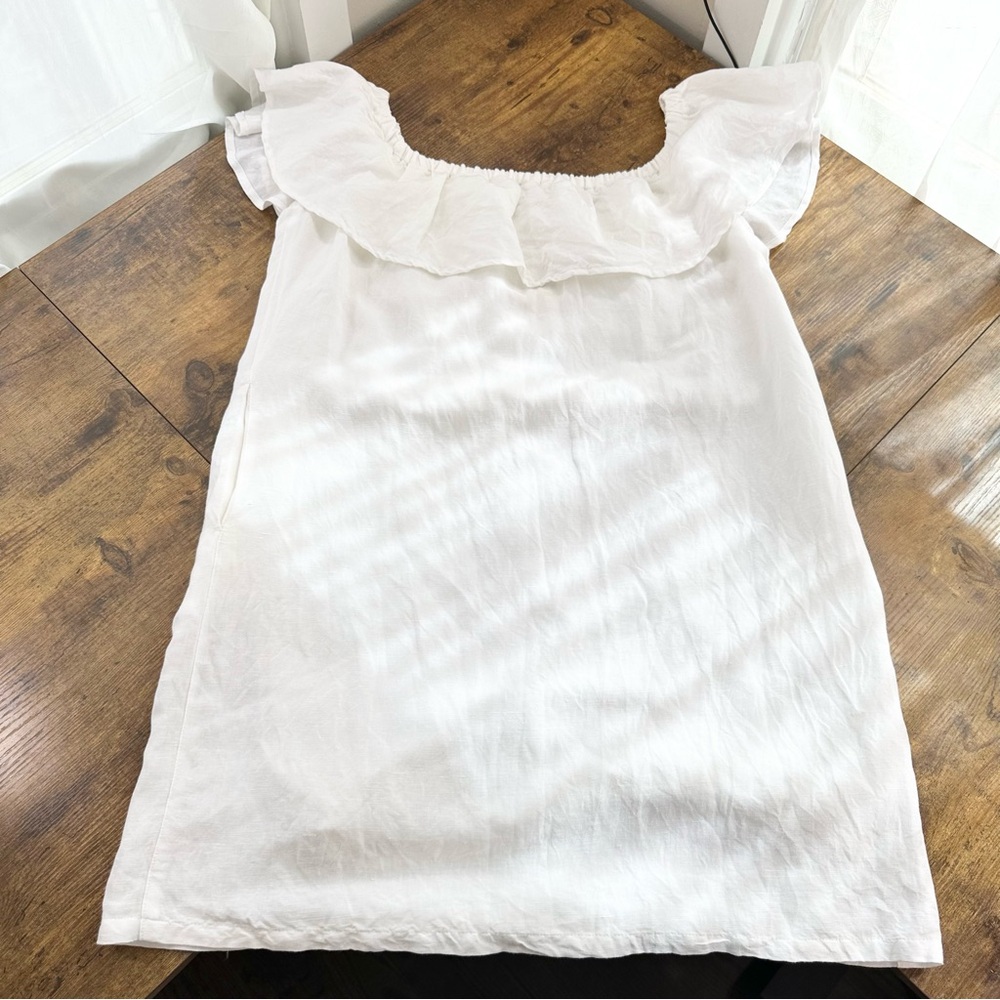 Tommy Bahama Linen Dye Off the Shoulder Dress, White, Medium - Picture 7 of 16